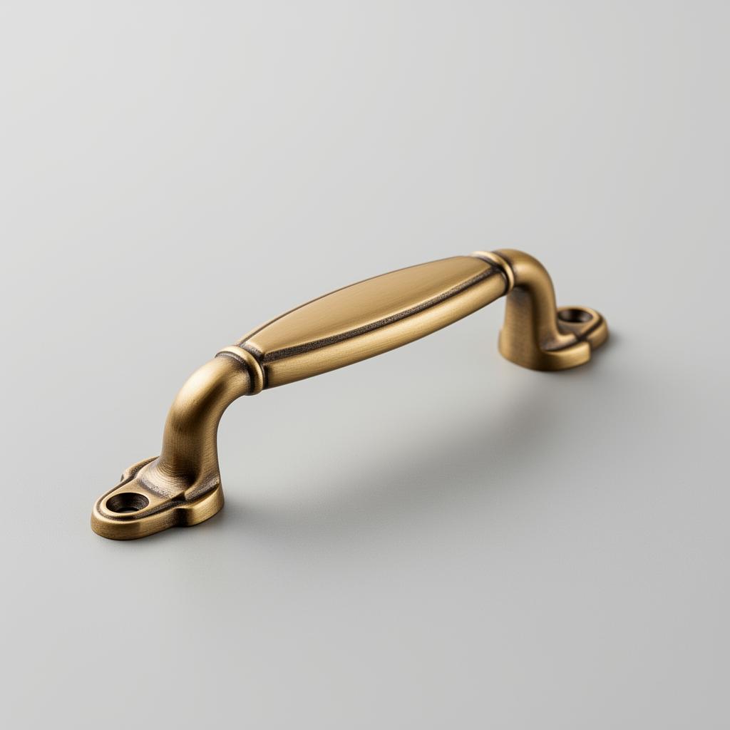 Heritage Brass Cabinet Pull, 4-inch solid brass with antique finish
